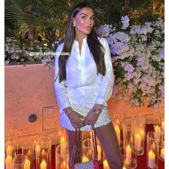 ZARA Beaded Sequin Mini Skirt NWT High Waisted White Size L - Picture 6 of 16